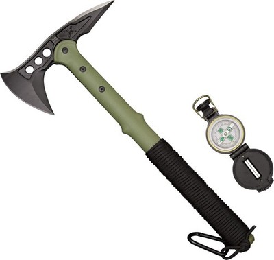 United Cutlery M48 Ranger Hawk Green Fixed Ax Head Black Axe w/ Compass 2836