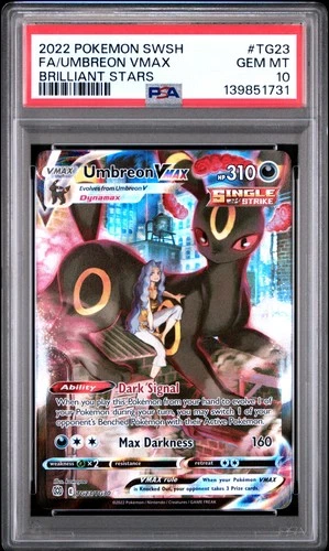 2022 POKEMON SWORD & SHIELD BRILLIANT STARS #TG23 FULL ART/UMBREON VMAX PSA 10