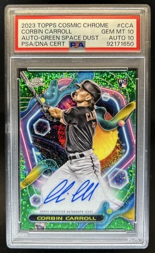 2024 Topps Cosmic Chrome Corbin Carroll Auto RC Green Refractor #/75 PSA 10/10