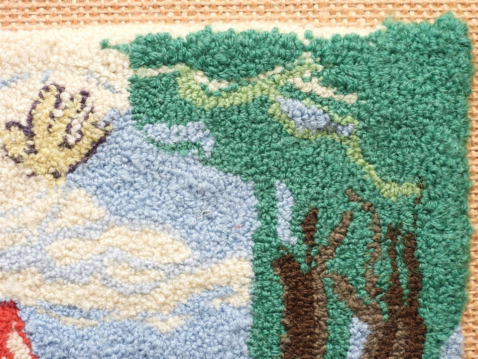 Antique Grenfell Style Quebec House and Dog Miniature Hooked Rug - Framed! - Image 4 of 4