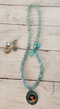 Disney Aladdin Princess Jasmine Girls Dress Up Pretend Necklace Clip-On Earrings