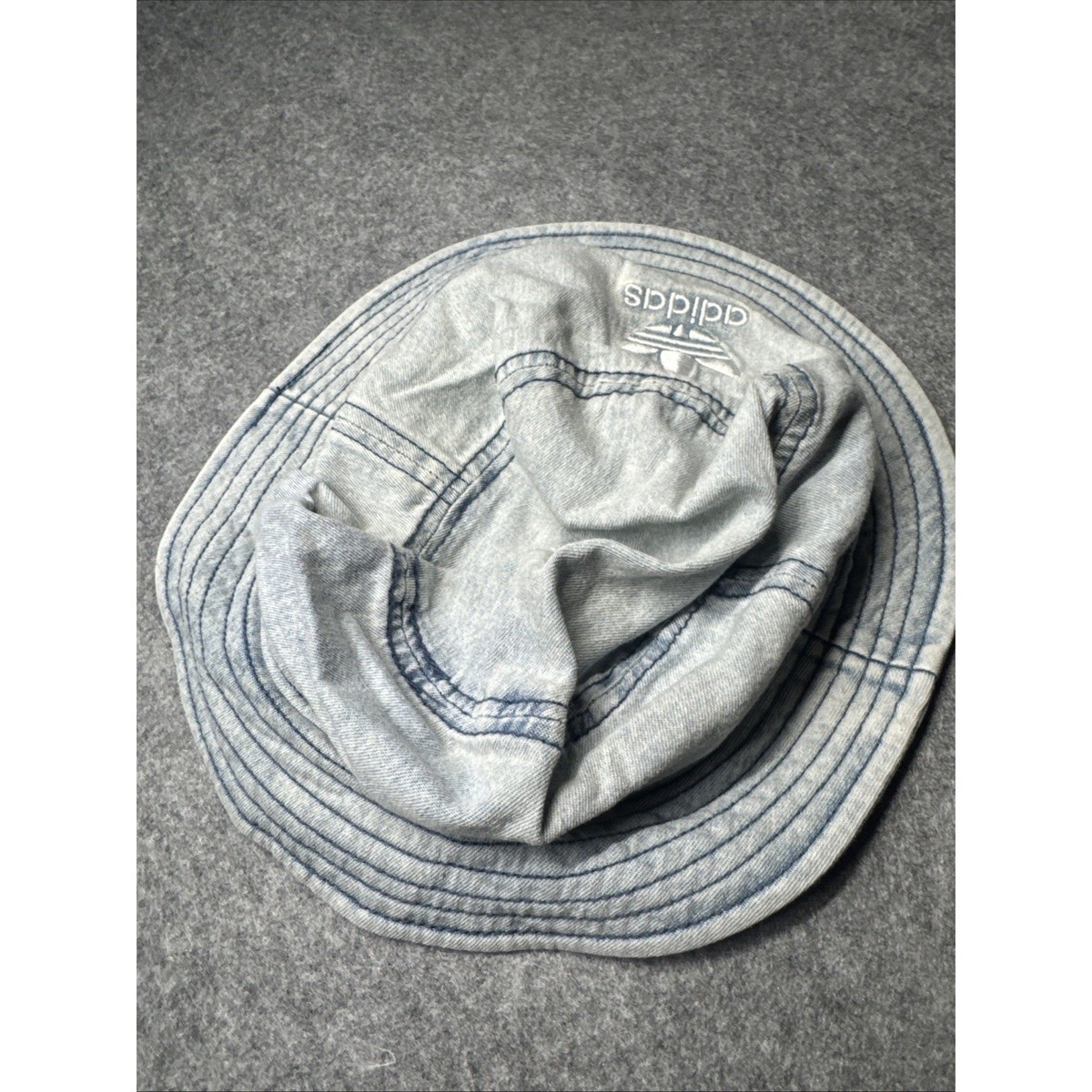 ?️Adidas denim trefoil Women\'s stonewashed classic Logo Bucket Hat OS Adidas Bucket Hat Cap Adult OSFM Blue Denim Trefoil Logo  main image 3