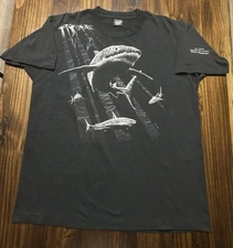 VTG Screen Stars Single Stitch Biloxi, Mississippi Beach Shark Shirt Black XL