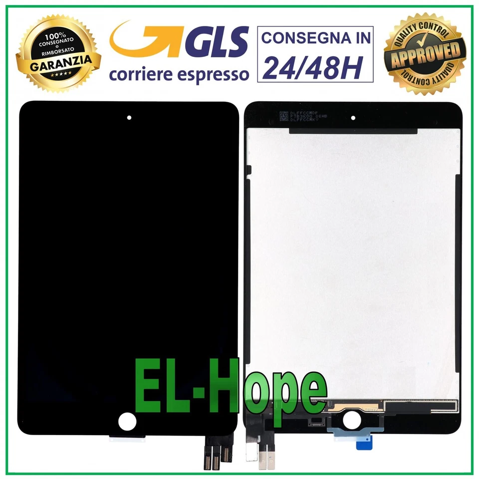DISPLAY LCD + TOUCH SCREEN PER APPLE IPAD MINI 5 A2133 2124 2125 2126 VETRO NERO