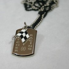 NASCAR RACING FLAG NECKLACE STAINLESS STEEL DOG TAG PENDANT FREE ENGRAVING