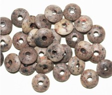 Brown Fossil Disc Czech Pressed Glass Beads pack of 30 