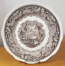 Vintage Mason's Vista Brown Transferware Ironstone Dinner Plate ENGLAND
