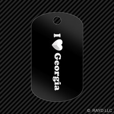 I Love Georgia Keychain GI dog tag engraved many colors