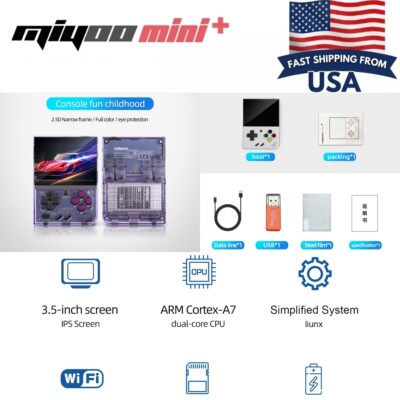 Miyoo Mini Plus Retro Handheld Game Console 64GB Linux System