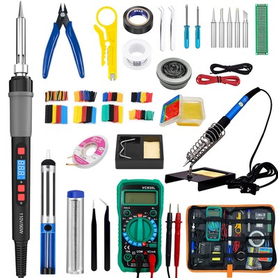 Soldering Iron Kit, 90W LCD Digital Soldering Welding Iron Kit with Ceraic Heater, 10 in 1
