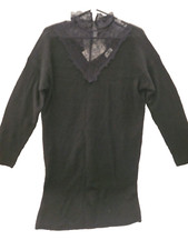 Jacqueline De Yong Dress Womens Medium Black Mock Neck Floral Lace NWT