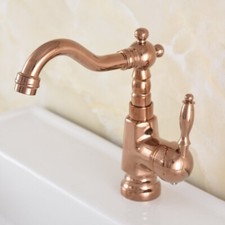 Rose Gold Copper Bathroom Faucet Basin Mixer Tap with Hot and Cold Water Taps