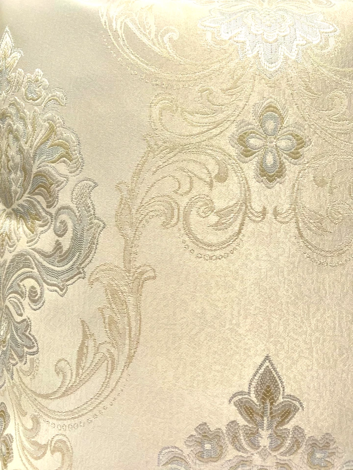 SET OF 4 DECORATIVE CUSHION COVERS Golden Cream Grey Damask Shimmer 18x18" - Image 4 of 4