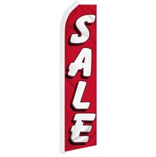 "SALE" advertising super flag swooper banner business sign red  white discount