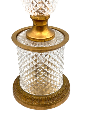 Beautiful And Large Glass Crystal Bronze Lamp Diamond Point Signed LALOUE PARIS - Picture 2 of 8