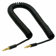 3.5mm Coiled Audio Cable 4 Pole AUX Male to Male Spiral Lead 1.5m 3m