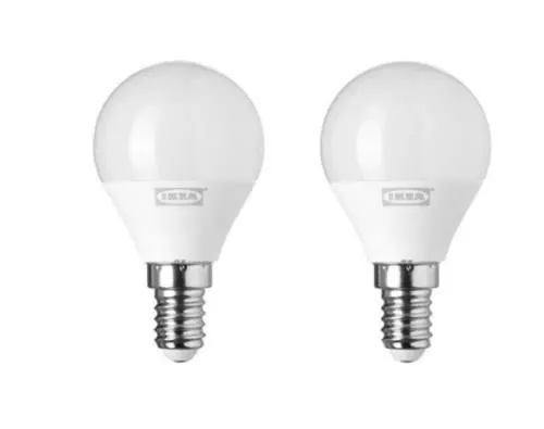 2 x RYET LED bulb E14 470 lumen, globe white kelvin 4.5w 204.387.45 UK-ZI |