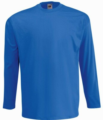 1 3 5 Pack Fruit of the Loom Long Sleeve T Shirt Plain Tee Shirt