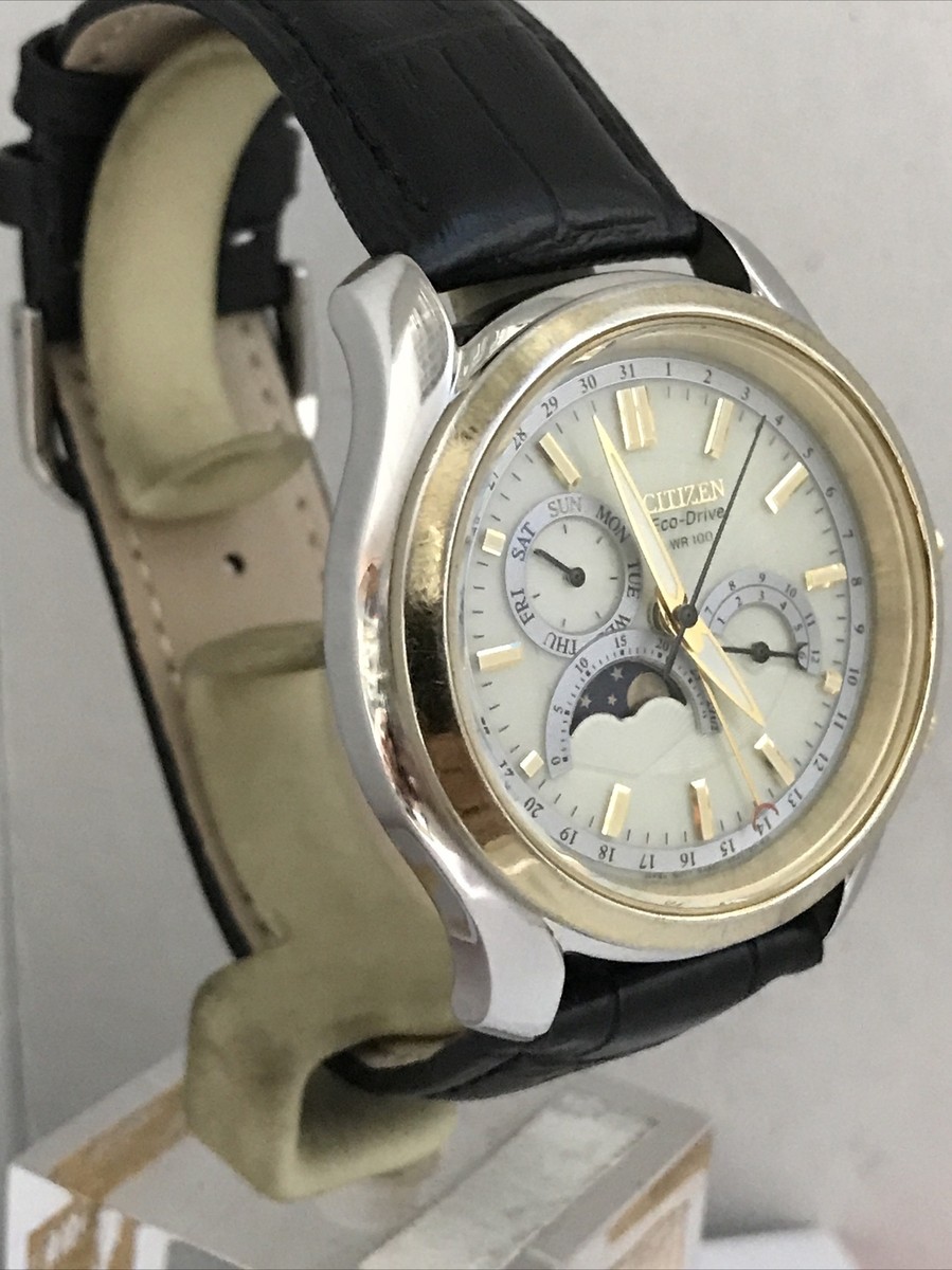 Citizen Mens Eco-Drive Moon Phase Calibre 8651 Leather Strap Watch