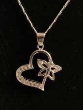 Butterfly With Heart 925 Silver Necklace