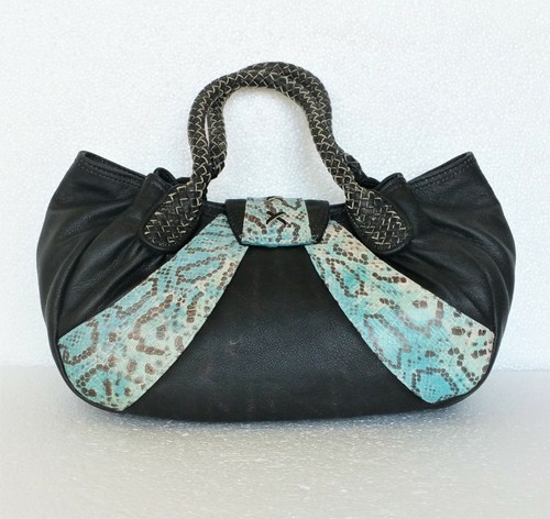 Lo último en Hollywood Bolso Cartera Cuero Negro Asas Trenzadas Borde en Relieve - Imagen 3 de 12