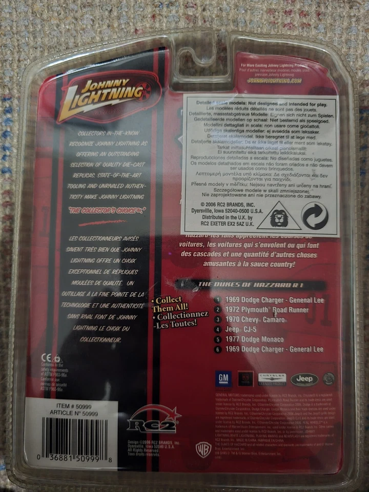 ЗАРЯДНОЕ УСТРОЙСТВО JOHNNY LIGHTNING THE DUKES OF HAZZARD GENERAL LEE DODGE ВЫПУСК 1 НОВОЕ - Изображение 2 из 3