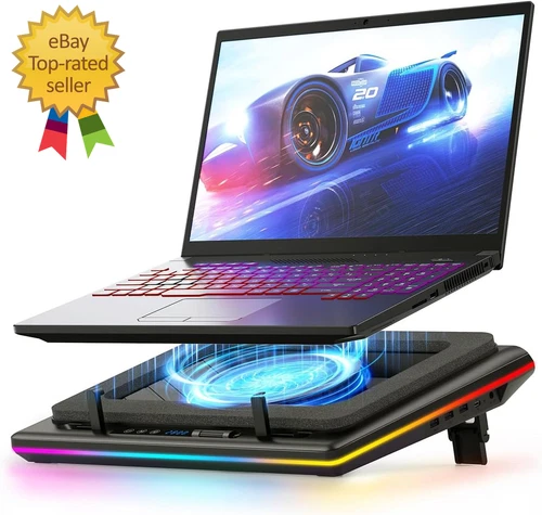 RGB Laptop Cooling Pad, Gaming Laptop Cooler with Powerful Turbofan, Fast Coolin