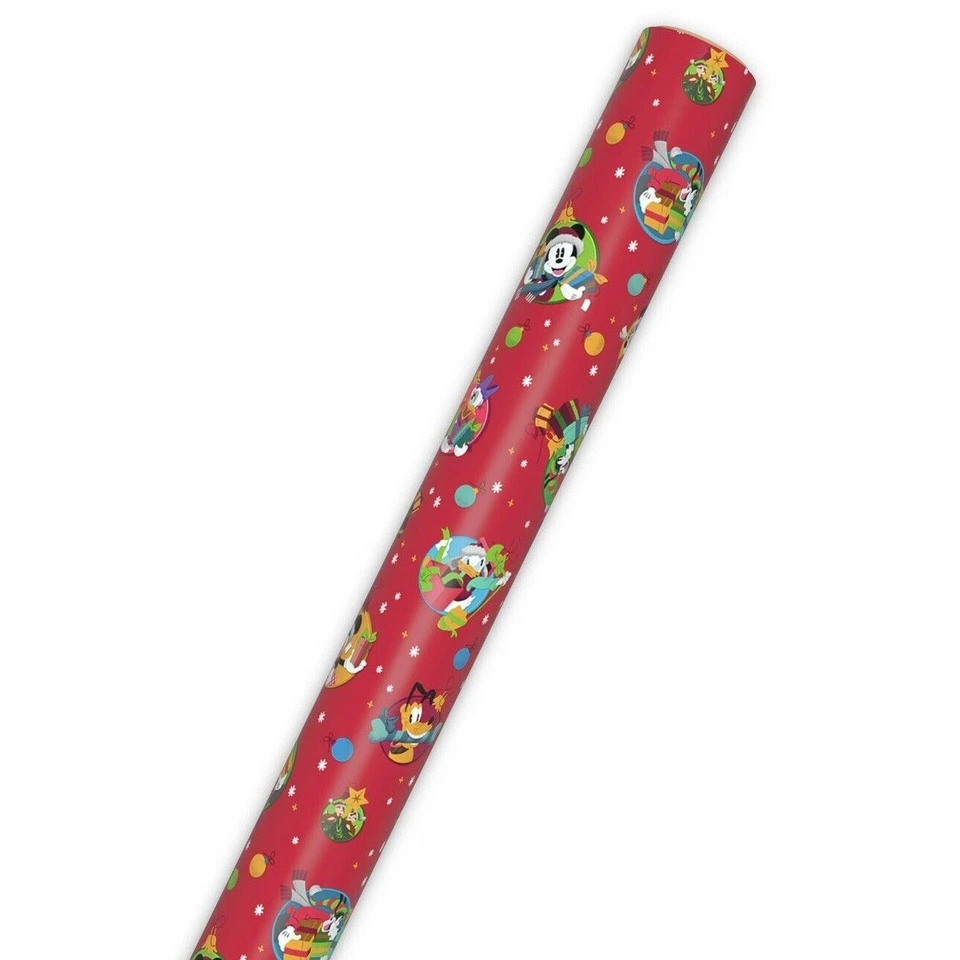 Hallmark Wrapping Paper Christmas Disney Mickey Mouse and Friends Red 25 sq ft - Image 4 of 4