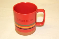 PENDELTON Woolen Mills Bright Red Striped Large 18 oz Coffee Mug Cup
