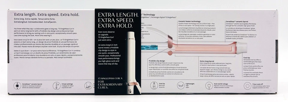 T3 SinglePass Curl X 1.5” Extra-Long Barrel Curling Iron W/ 9 Heat Settings - Image 3 of 4