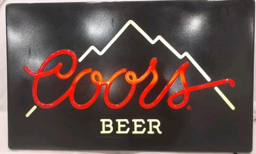 VINTAGE 1986 Coors Beer Light Up Faux Neon Sign  15 1/2” x 25 1/2”