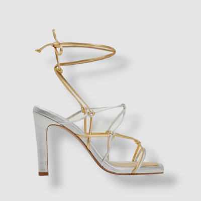 $475 Mercedes Castillo Women's Silver Camille High-Heel Sandal