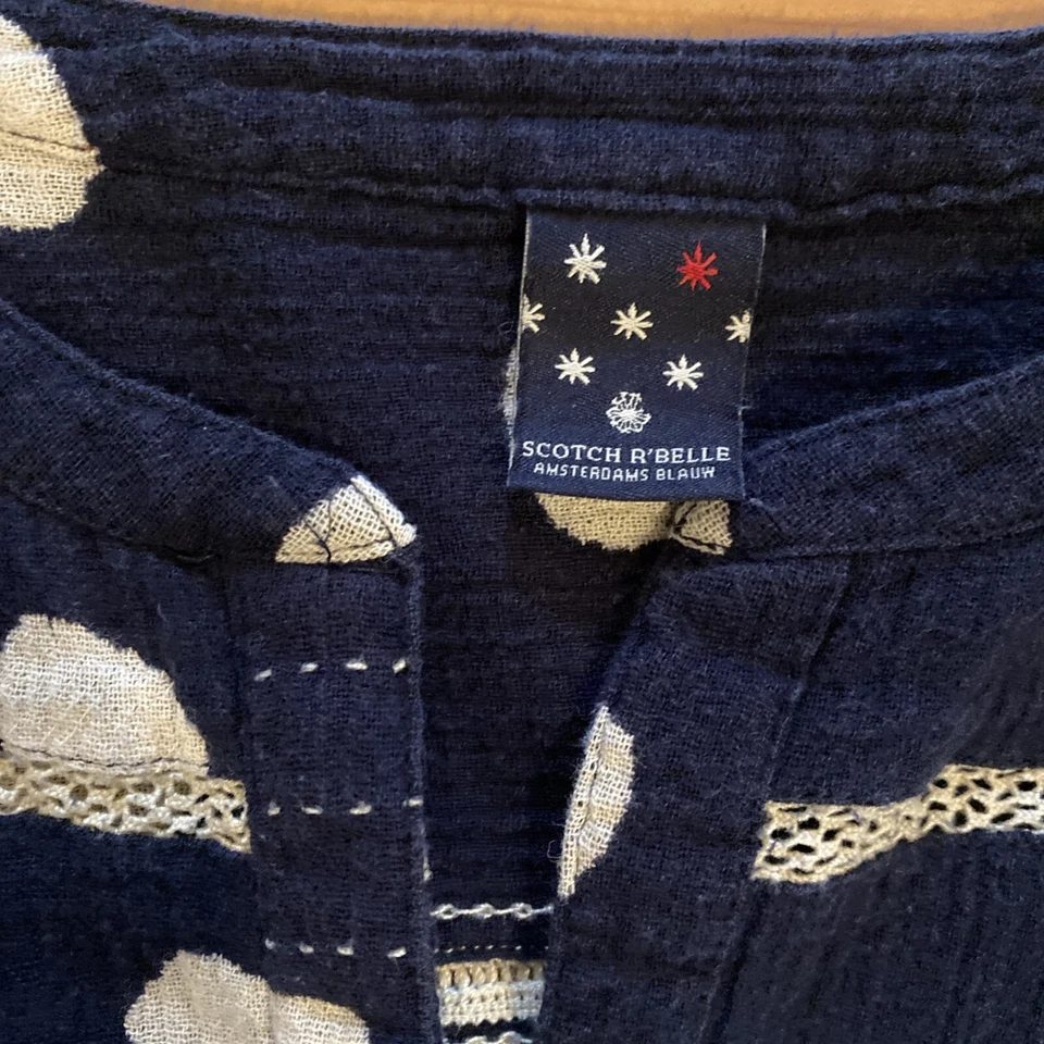 Camisa Scotch R'Belle Niñas Azul Índigo Gasa Botón Algodón -Talla 12/152 Foto 4 de 4