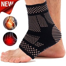 Copper Ankle Support Brace Stabilizer Compression Sleeve Socks Foot Pain Relief