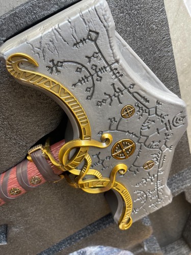 8LB metal Thor's Hammer game GOD OF WAR Ragnarok w/ PVC Base - Picture 5 of 17