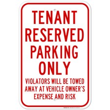 Tenant Reserved Parking Only Sign,