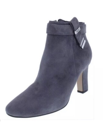NIB Ralph Lauren Brin Grey Sheep Suede Leather Full Zip Heel Boot Bootie $379
