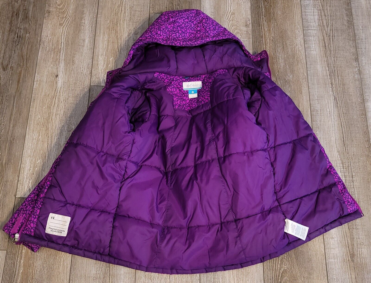 Columbia Insulated Warm Nylon Geometric Purple Winter Snow Hood