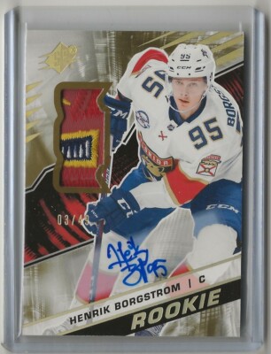 2018-19 SPx Rookies Patch Auto Gold #RHB Henrik Borgstrom 03/49 Florida Panthers