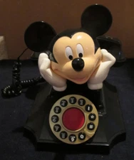 Vintage Disney Mickey Mouse Desk Phone Push Button Redial Segan Telemania