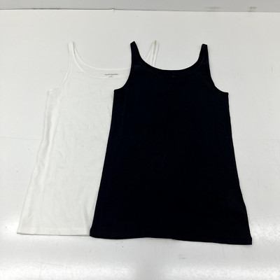 Amazon Essentials 2 Pack White & Black Basic Tank Tops Women's Size Large NEW