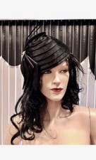 BEAUTIFUL DESIGNER FASCINATOR WITH RHINE STONE PIN BLACK.MADE TO ORDER