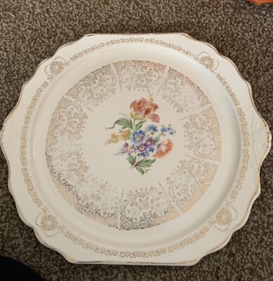 Queen Anne Union Made 22k Gold Cake Plate.