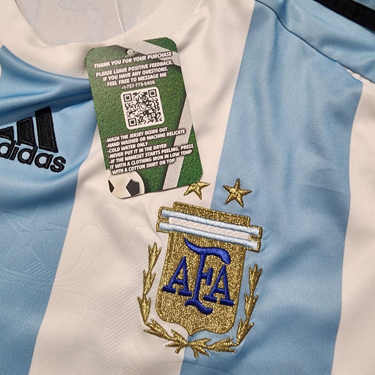2008 Adidas Argentina Home Soccer Jersey Roman Riquelme Men XL