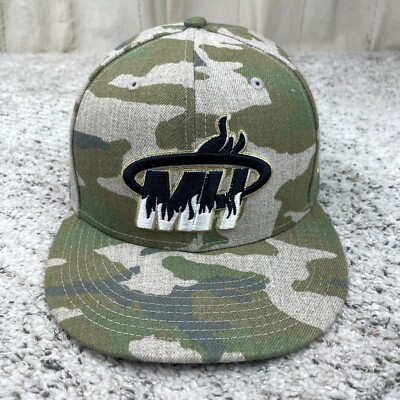 Miami Heat Hat New Era Snapback Camo Wool Blend 9Fifty Cap Camouflage MH  Logo