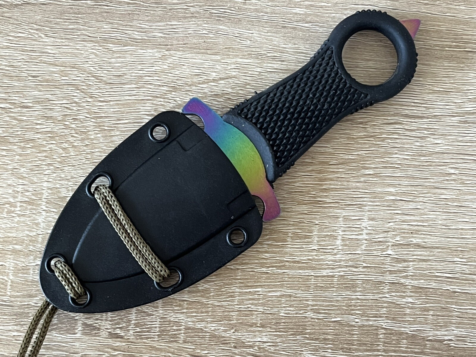 Kunai Knife Necklace Sheath Heat Treated Blade Rubber Handle Spear