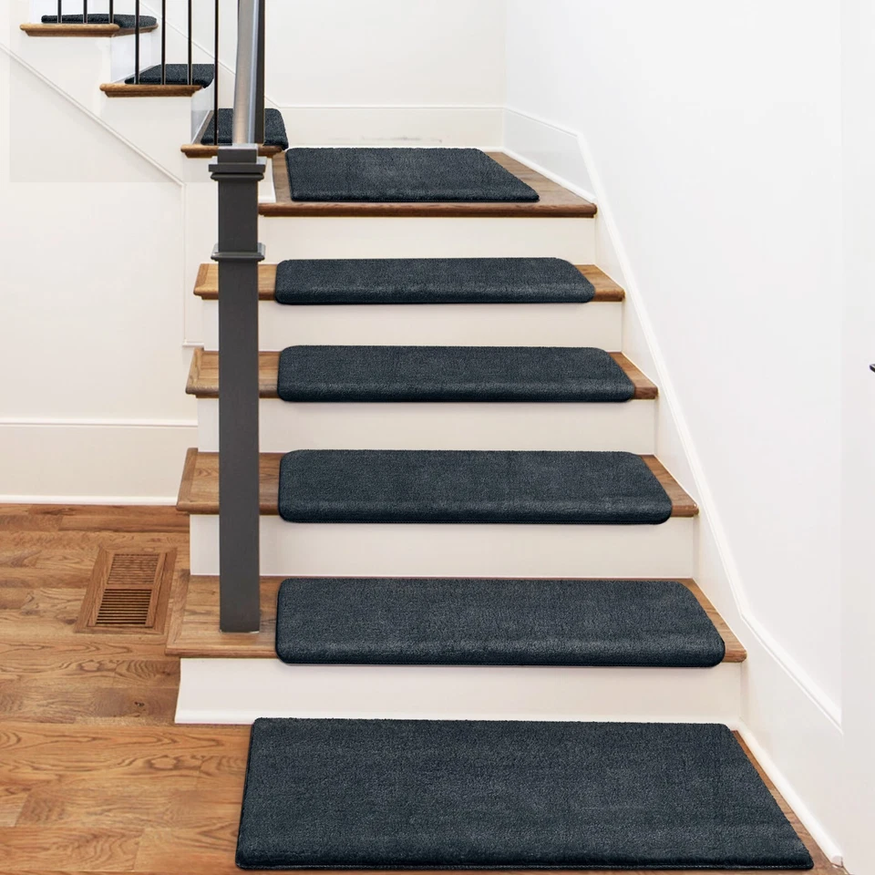 Plush Soft Bullnose Carpet Stair Treads Cover Landing Door Mat Rug Self Adhesive - Image 2 of 4
