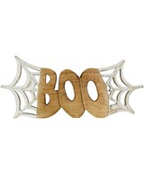 &Quot;;Boo&Quot;; Tischdekoration Mit Spinnennetz Im Urban-Look Aus Holz 25 Cm