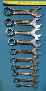 Vintage Craftsman (10PC) Short Combination Wrench Set SAE (12) Point Made in USA