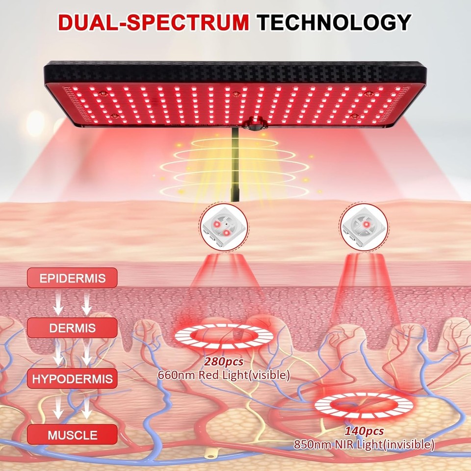 Red Light Therapy Lamp with Stand, 660nm Red & 850nm Infrared Light for ...